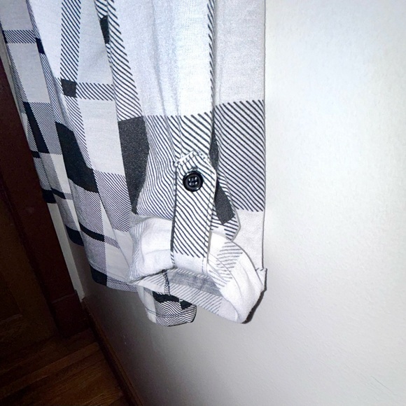 French Laundry B&W Buffalo Plaid Long Sleeve Button Down Pockets Soft Jersey XL - Picture 6 of 8
